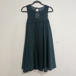 Altar'd State small green a-line Christmas dress above knee lace comfy cutout